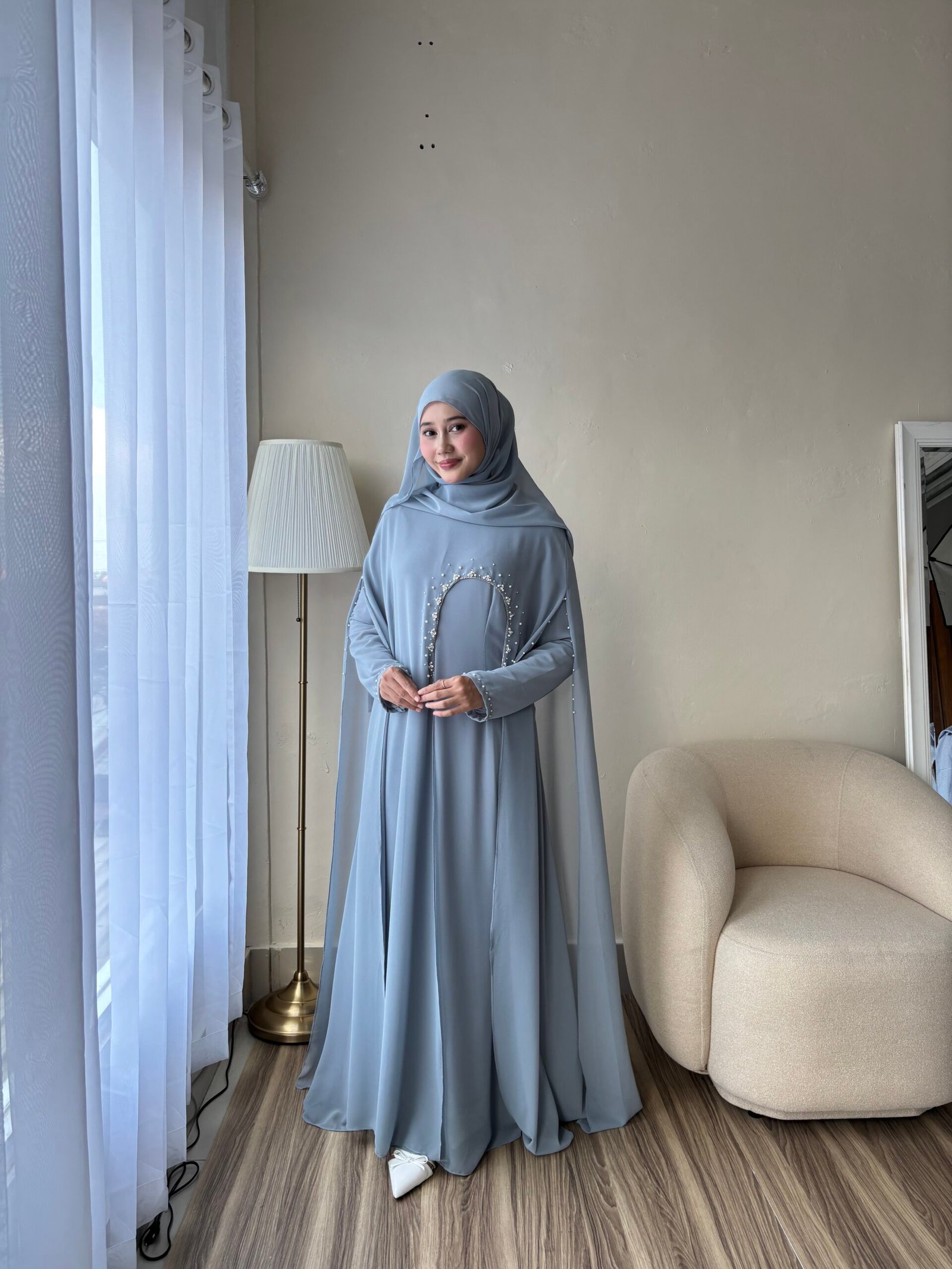 Dubai Abaya - Powder Blue Dubai Abaya - Powder Blue