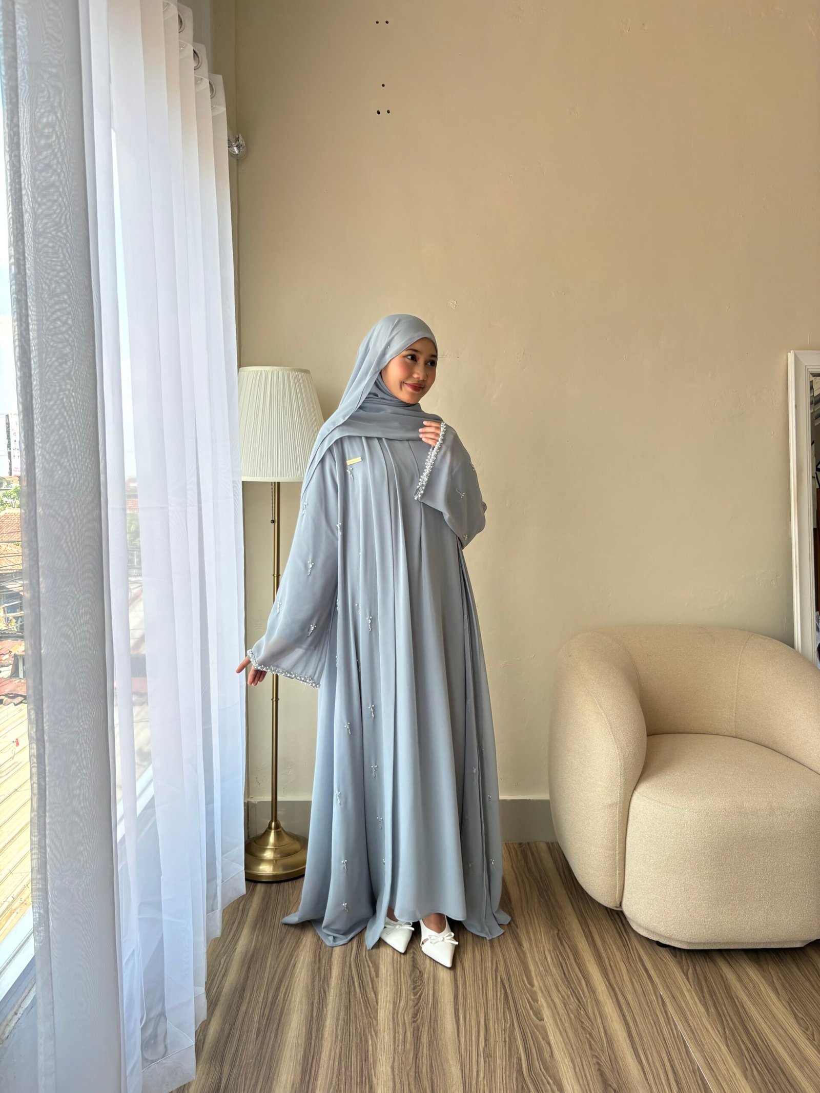 Agnia Abaya - Powder Blue Agnia Abaya - Powder Blue